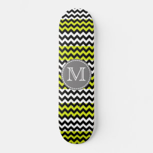 Schwarz-weiß Green Zickzack Zigzag Monogram Skateboard