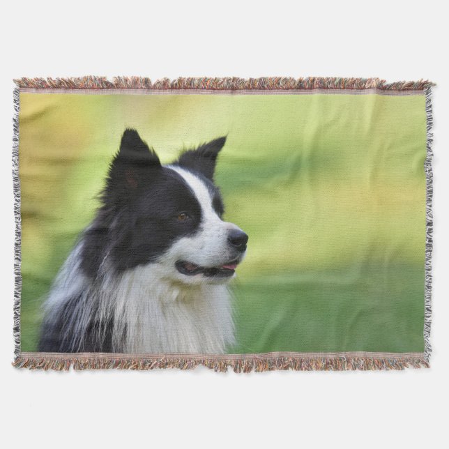 Schwarz-Weiß-Grenz-Hund Decke (Vorderseite)