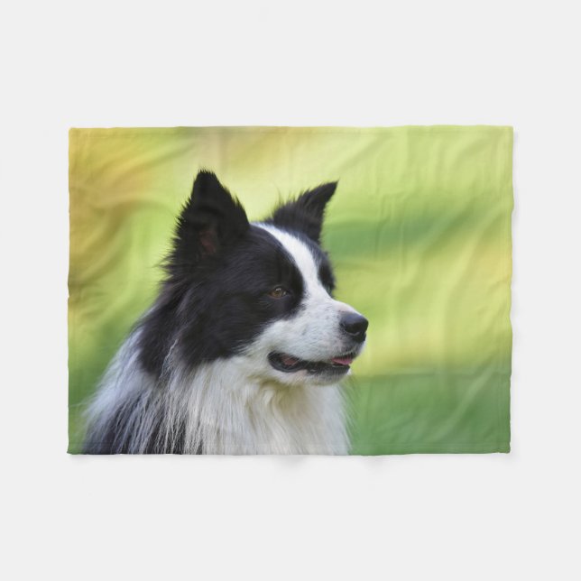 Schwarz-Weiß-Grenz-Hund Fleecedecke (Vorderseite (Horizontal))