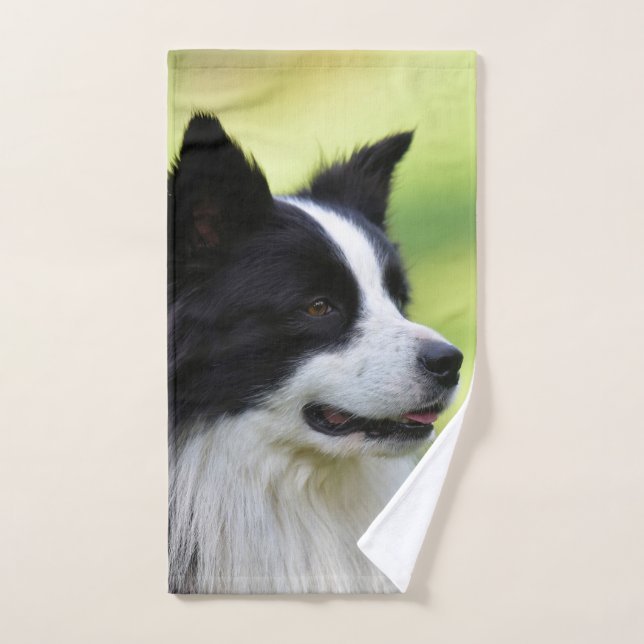 Schwarz-Weiß-Grenz-Hund Handtuch (Handtuch)
