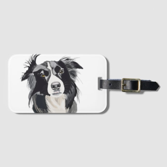 Schwarz-Weiß-Grenze - Collie Gepäckstück - neu Gepäckanhänger (Vorderseite (Horizontal))