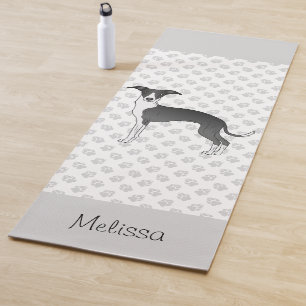 Schwarz-Weiß-Greyhound mit Individuelle Name Yogamatte