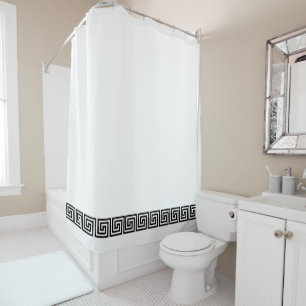 Schwarz-Weiß-griechischer Schlüssel Duschvorhang