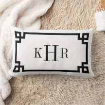 Schwarz-Weiß-griechischer Schlüssel | MIT MONOGRAM