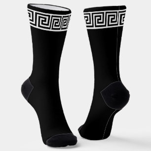 Schwarz-weiß griechisches Muster auf schwarzen Cre Socken