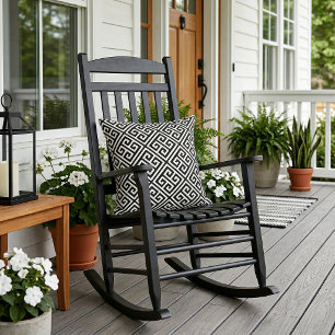 Schwarz-Weiß-Griechisches Schlüsselmuster Kissen