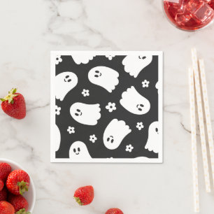 Schwarz-Weiß-Groovy-Geist und Blume Serviette