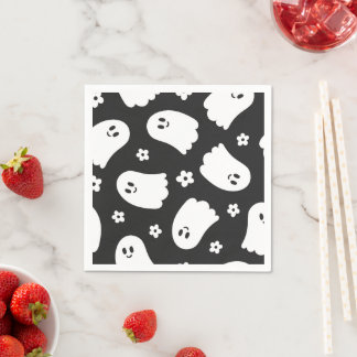 Schwarz-Weiß-Groovy-Geist und Blume Serviette