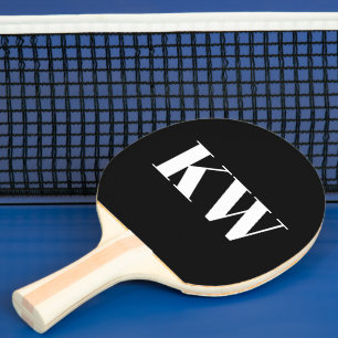 Schwarz Weiß Große Monogrammierte Initialen Person Tischtennis Schläger