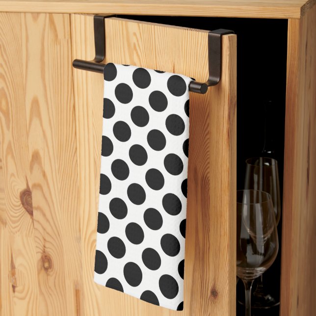 Schwarz-weiß große Polka Dots Küchenhandtücher Geschirrtuch (Drittel gefaltet)