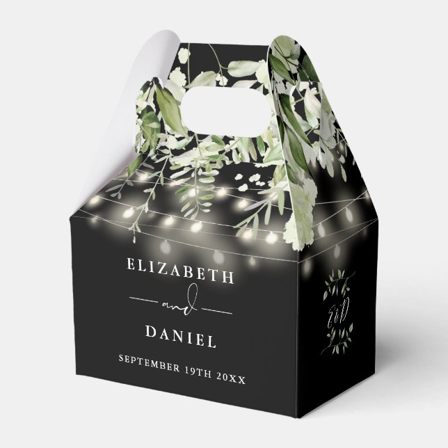 Schwarz-Weiß-Grün-Lichter Hochzeit Geschenkschachtel (Vorderseite)