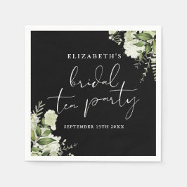 Schwarz-Weiß-Grün Script Bridal Tea Party Serviette