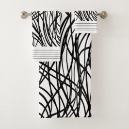 Schwarz-Weiß-Grunge Badhandtuch Set