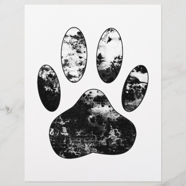 Schwarz-Weiß-Grunge Dog Paw Print (Vorderseite)