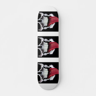 Schwarz-Weiß-Grunge-Totenköpfe rote Zunge Skateboard