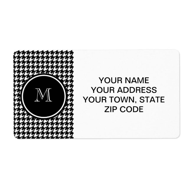 Schwarz-Weiß-Hahnentrittmuster für Ihre Monogramm (Vorne)