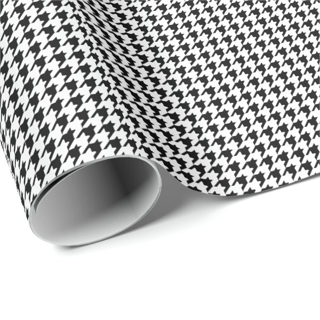 Schwarz-Weiß-Hahnentrittmuster Geschenkpapier (Rolleneckpunkt)