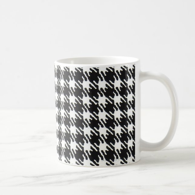 Schwarz-Weiß-Hahnentrittmuster-Muster anpassbar Kaffeetasse (Rechts)
