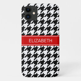 Schwarz-Weiß-Hahnentrittmuster Nr. 2: Monogramm Case-Mate iPhone Hülle