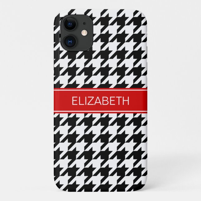 Schwarz-Weiß-Hahnentrittmuster Nr. 2: Monogramm Case-Mate iPhone Hülle (Rückseite)