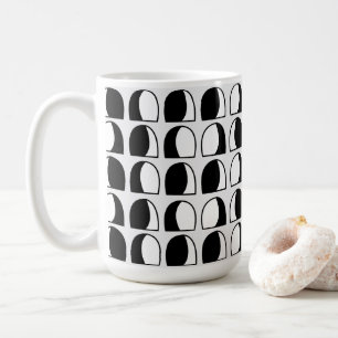 Schwarz-weiß Halbkreis geometrisch  Kaffeetasse