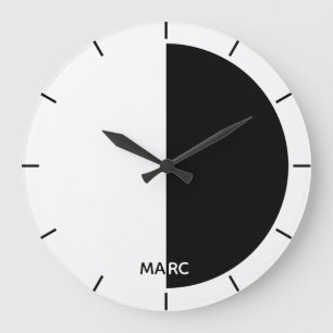 Schwarz-Weiß-Halbkreis Große Wanduhr