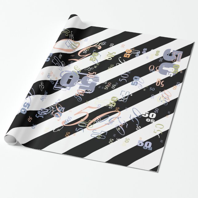 Schwarz-Weiß-Halbschrift und Halbgrafik Geschenkpapier (Ungerollt)