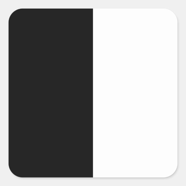 Schwarz-Weiß-Halbschrift und Halbgrafik Quadratischer Aufkleber (Vorderseite)