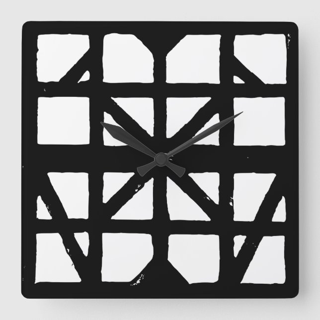 Schwarz-Weiß-Halbzeitschrift Quadratische Wanduhr (Vorderseite)