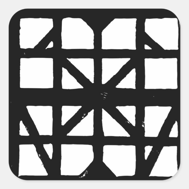 Schwarz-Weiß-Halbzeitschrift Quadratischer Aufkleber (Vorderseite)