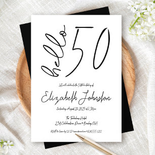 Schwarz-Weiß-Hallo 50 Fabelhaft Geburtstag Einfach Einladung
