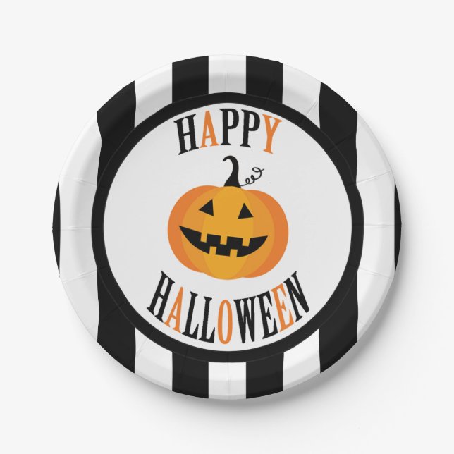 Schwarz-Weiß Halloween 7" Papierplatte Pappteller (Vorderseite)