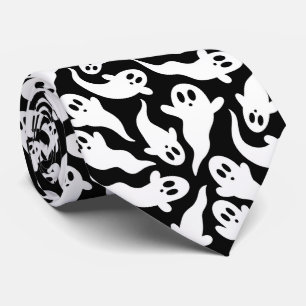 Schwarz-Weiß-Halloween-Ghost-Muster Krawatte