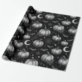 Schwarz-Weiß-Halloween-Kürbis, Bat, Spiderweb Geschenkpapier
