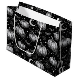 Schwarz-Weiß-Halloween-Kürbis, Bat, Spiderweb Große Geschenktüte
