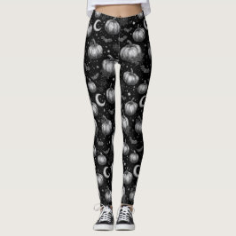 Schwarz-Weiß-Halloween-Kürbis, Bat, Spiderweb Leggings