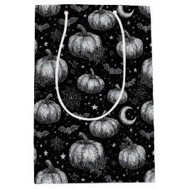 Schwarz-Weiß-Halloween-Kürbis, Bat, Spiderweb Mittlere Geschenktüte