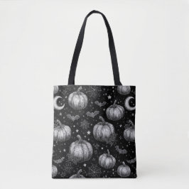 Schwarz-Weiß-Halloween-Kürbis, Bat, Spiderweb Tasche