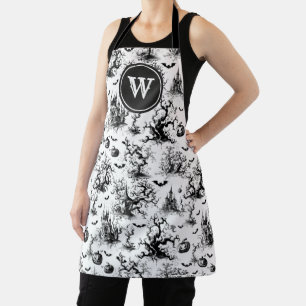 Schwarz-Weiß-Halloween-Monogramm Schürze