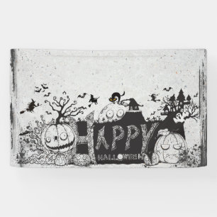 Schwarz-Weiß-Halloween-Party Banner