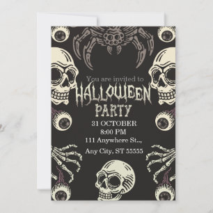 Schwarz-Weiß-Halloween-Party - Einladung