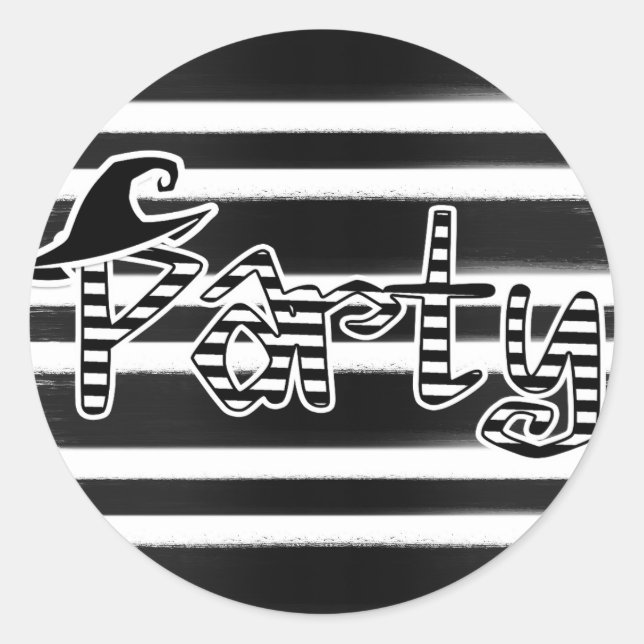 Schwarz-Weiß-Halloween-Party Runder Aufkleber (Vorderseite)