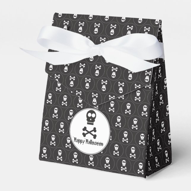 Schwarz-Weiß-Halloween-Skulls Gefälligkeitsbox Geschenkschachtel (Vorderseite)