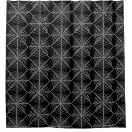 Schwarz-Weiß-Halloween-Spider-Webs Duschvorhang