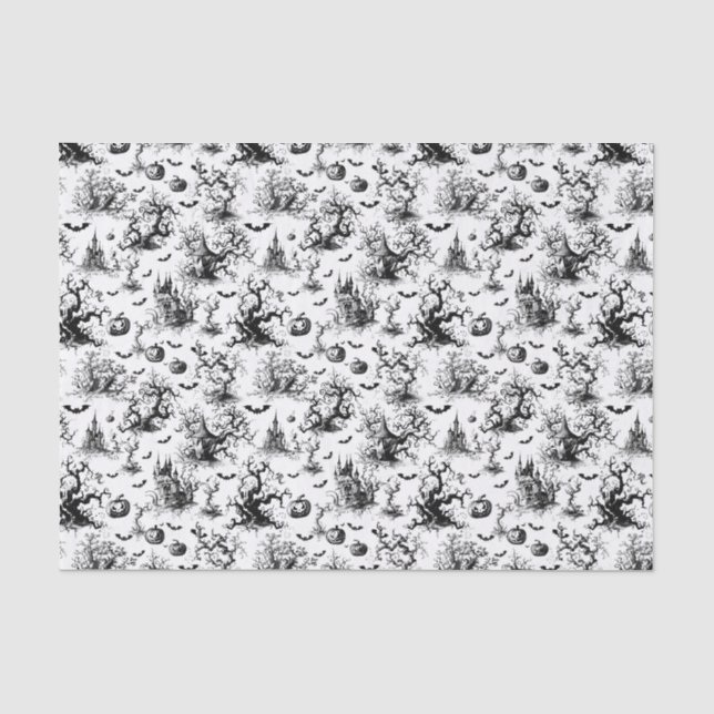 Schwarz-Weiß-Halloween-Toile Seidenpapier (Vorderseite)