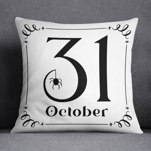 Schwarz-Weiß-Halloween-Typografie am 31. Oktober Kissen (Von Creator hochgeladen)
