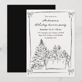 Schwarz-Weiß-Hand-Weihnachtsfeier Einladung