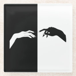 Schwarz-Weiß-Hands Moderne Kunst Glasuntersetzer