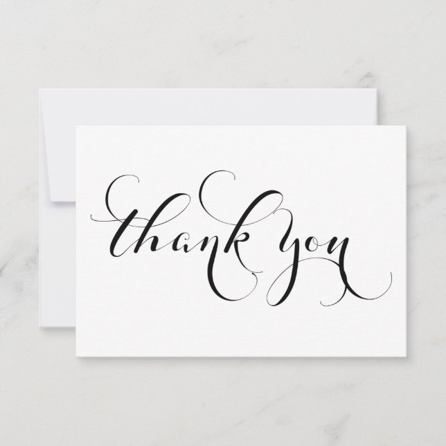Schwarz-Weiß-Handschrift Dankeschön-Karte RSVP Karte (Vorderseite)