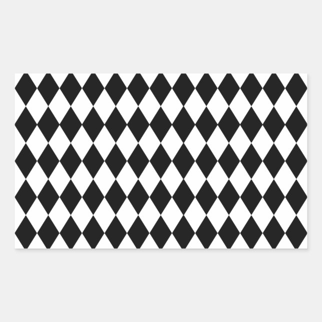 Schwarz-Weiß-Harlekin-Muster Rechteckiger Aufkleber (Vorderseite)
